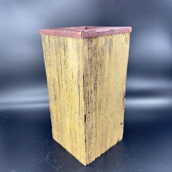 Eric Erf Primitive Barn Wood Vase Vessel Vintage Decor Hand Made Reclaimed VTG - Picture 8 of 15
